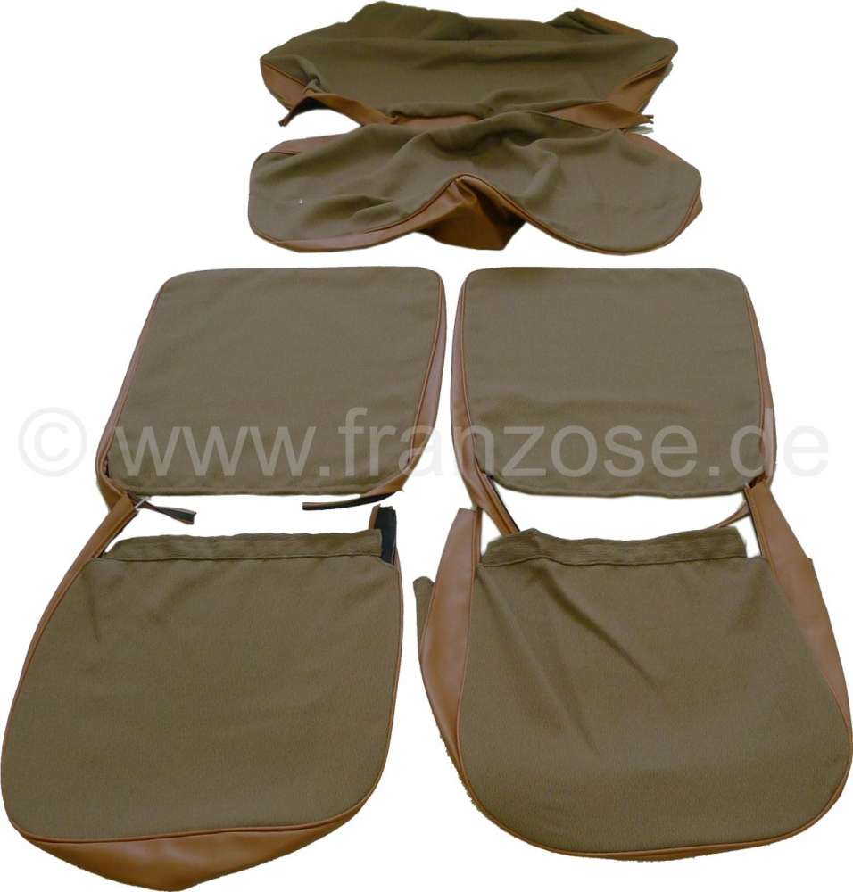 Citroen-2CV - 4CV, coverings (2x front seat, 1x rear seat). Material with vinyl brown (Marron). Suitable