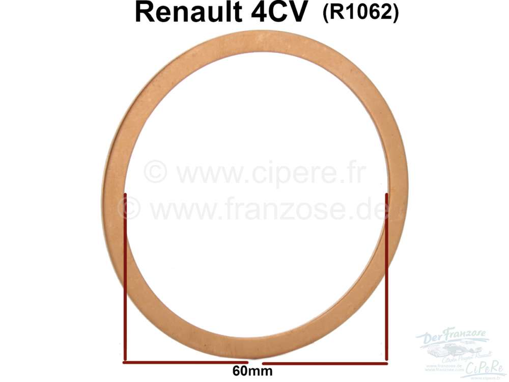 Renault - Liners sealing rings down, made of copper. Diameter: 60,0mm. Suitable for the following Re