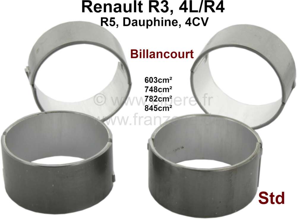 Renault - R4/4CV/Dauphine, connecting rod bearing (complete set). Dimension: Standard dimension. (41