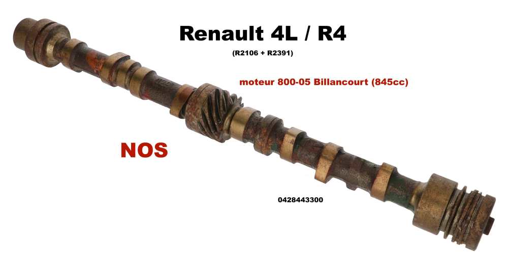 Renault - R4F4, camshaft for 845 cm³ engine. Engine version: 800-05 (34 hp). This camshaft was inst