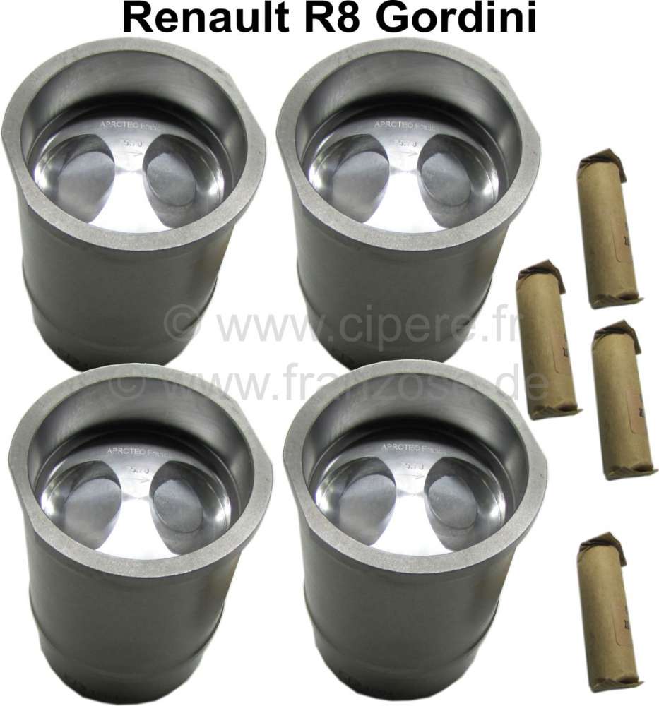 Renault - R8 Gordini, piston + liner (4 item). Suitable for Renault R8 Gordini. Engine: 812. Engine 