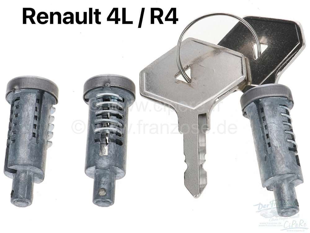 Renault - R4, lock cylinder (3 pieces) with 2x key (replica). Suitable for Renault R4. Door front le