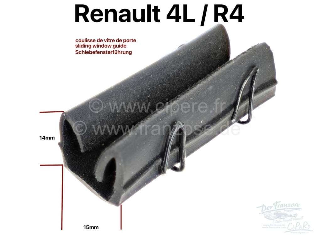 Alle - R4, Sliding window guide, suitable for Renault R4. Per metre! The window guide fits into t