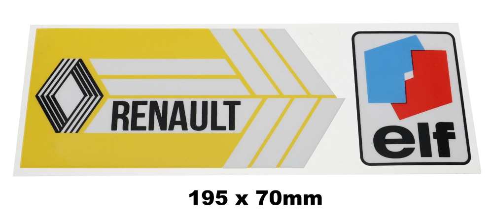 Alle - Rear window sticker 'Renault ELF' in Renault yellow. Suitable for Renault R5.....Dimension