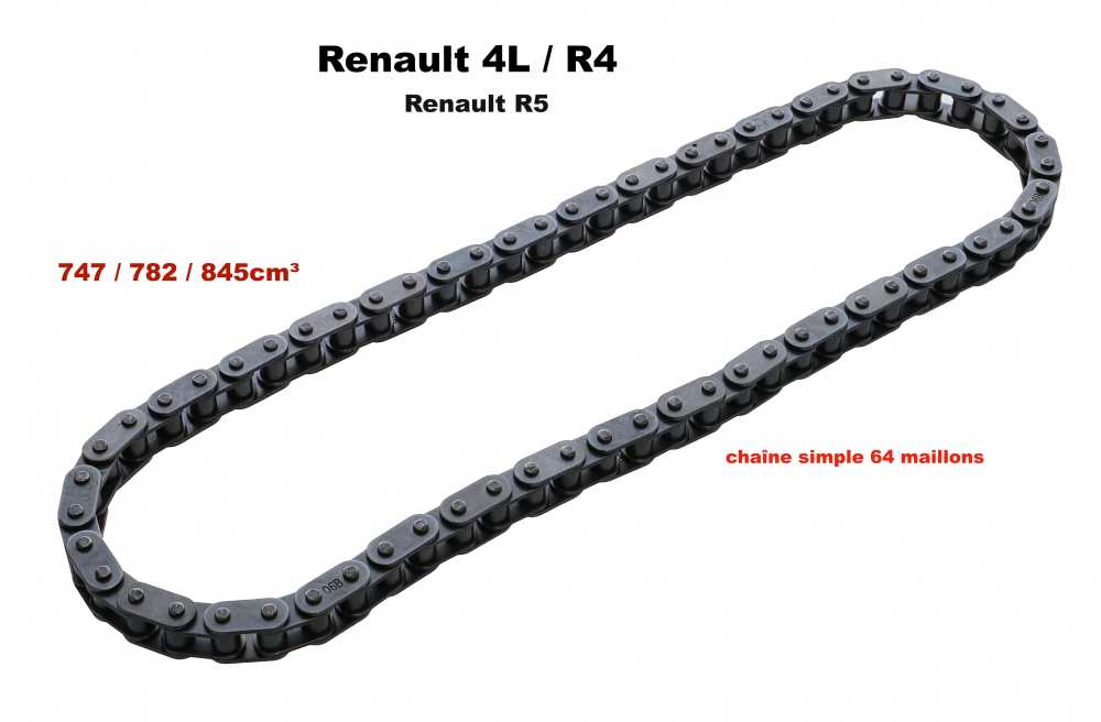 Renault - Camshaft drive chain, 64 chain links (simplex chain). Suitable for Renault R4, R5, R6, R8,
