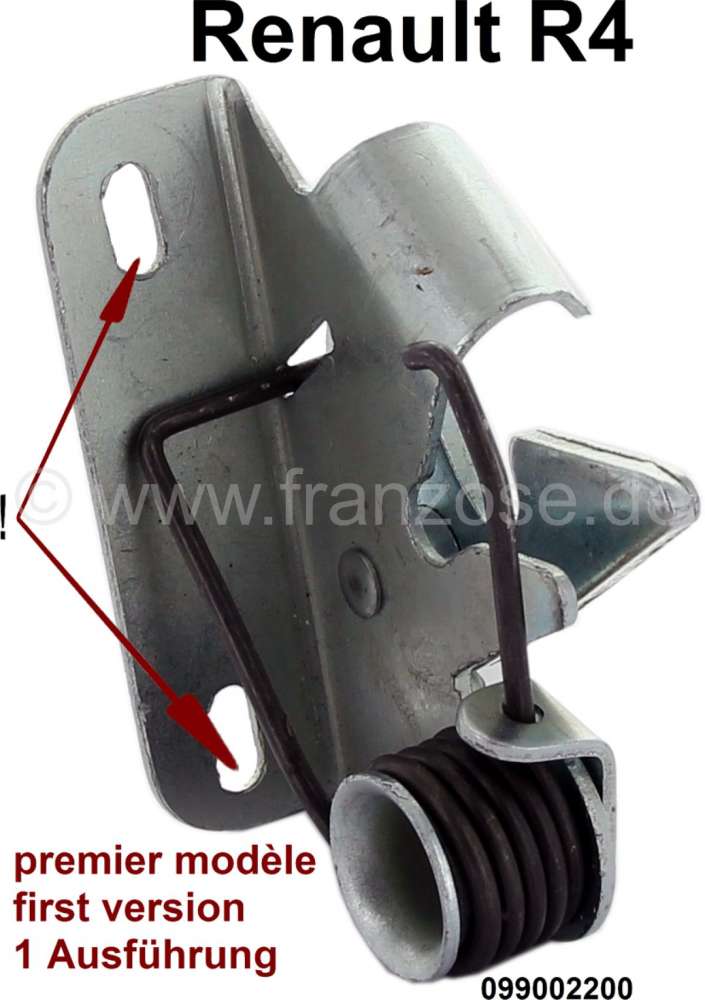 Renault - R4, hood lock (latching), 1 version. The fixing bolts are directly one above the other. Ne