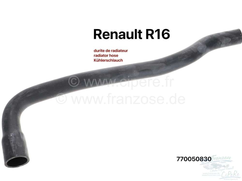 Renault - R16, radiator hose on the left, suitable for Renault R16. Or.Nr 770050830.