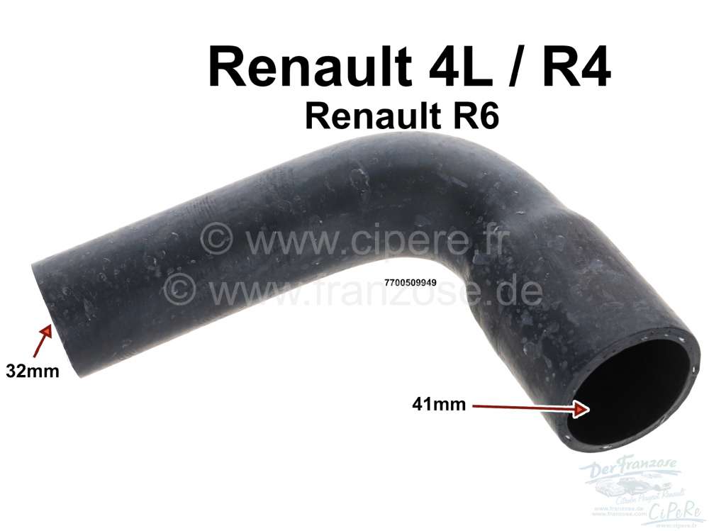 Renault - R4, Radiator hose above radiator. Suitable for Renault R4 + R6. Starting from year of cons