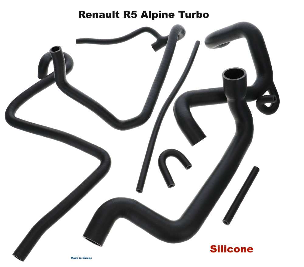 Renault - R5 Alpine Turbo, radiator hose set. Consisting of 7 radiator hoses. Suitable for Renault R