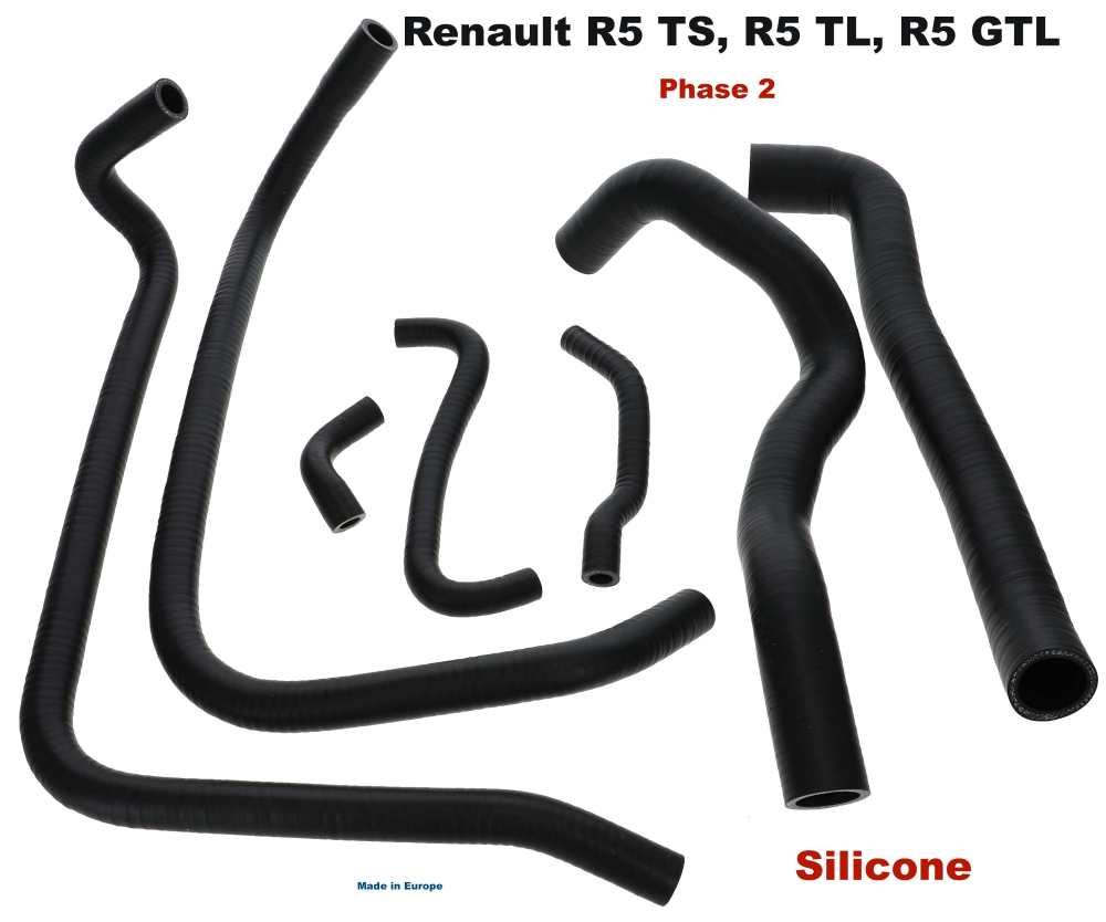 Renault - R5, radiator hose set. Consisting of 7 radiator hoses. Suitable for Renault R5 TS, R5 TL, 