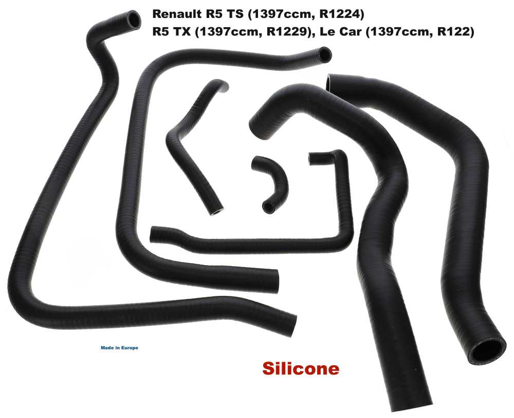 Renault - R5, radiator hose set. Consisting of 7 radiator hoses. Suitable for Renault R5 TS (1397cc,