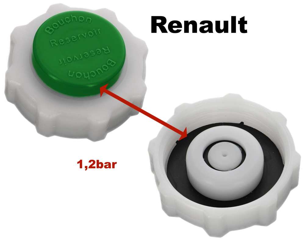 Renault - Radiator cap expansion tank, green, 1,2 bar. Suitable for Renault R4 with 0,8/1,1 L engine