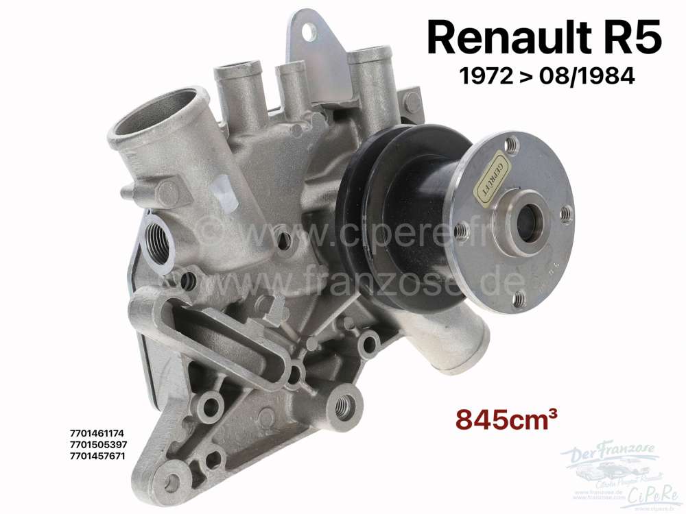 Renault - Water pump, suitable for Renault R5 ((R1221, 1391, 1220, engine: 800.7.02, 800.7.100, 0.84