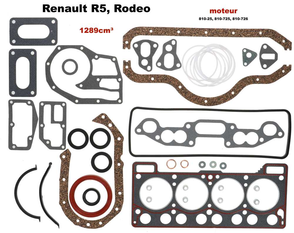 Sonstige-Citroen - R5/Rodeo, engine gasket set completely, inclusive cylinder head gasket. Suitable for Renau