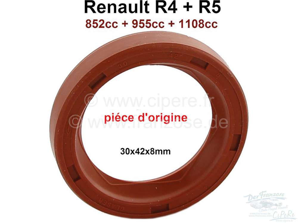Citroen-2CV - Shaft seal in front, for the camshaft. Suitable for Renault R4, R5. Engine capacity: 852cc