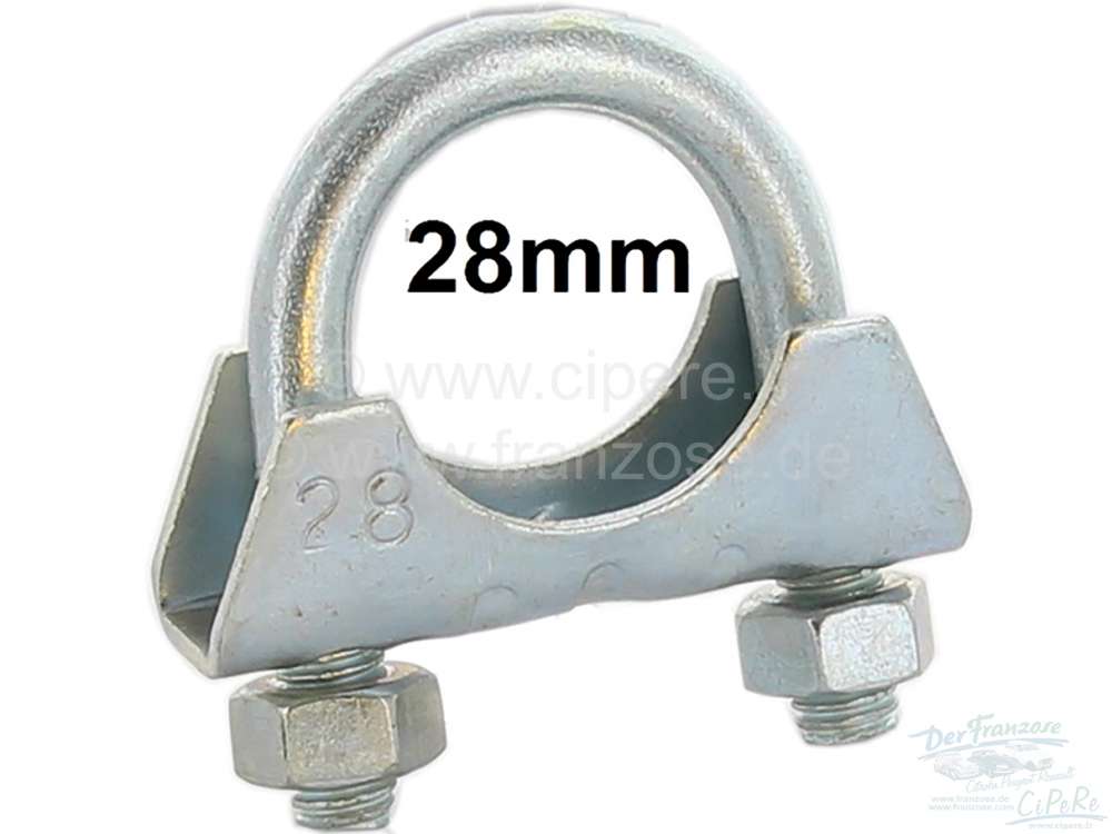 Renault - Exhaust clamp clip for 28mm pipe (elbow pipe into the silencer). Suitable for Renault R4, 