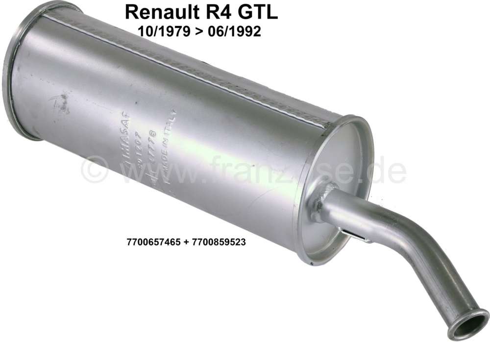 Renault - R4, (1108cc), exhaust final silencer. Suitable for Renault R4 GTL, of year of construction