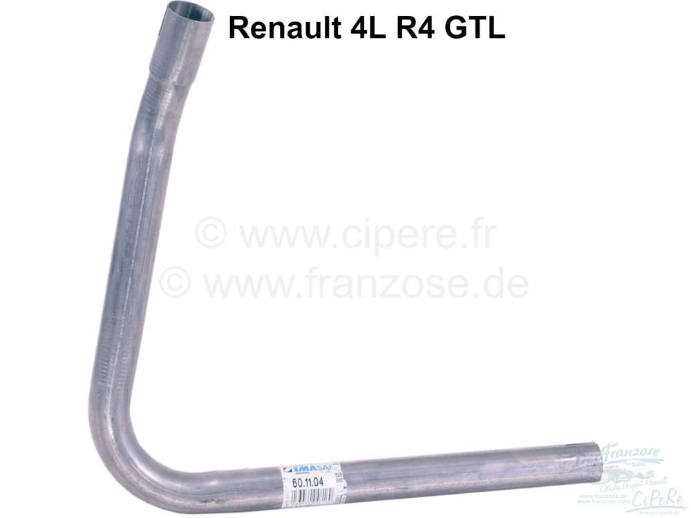 Renault - R4, (1108cc), exhaust intermediate pipe (without fixture for a silent block). Suitable for