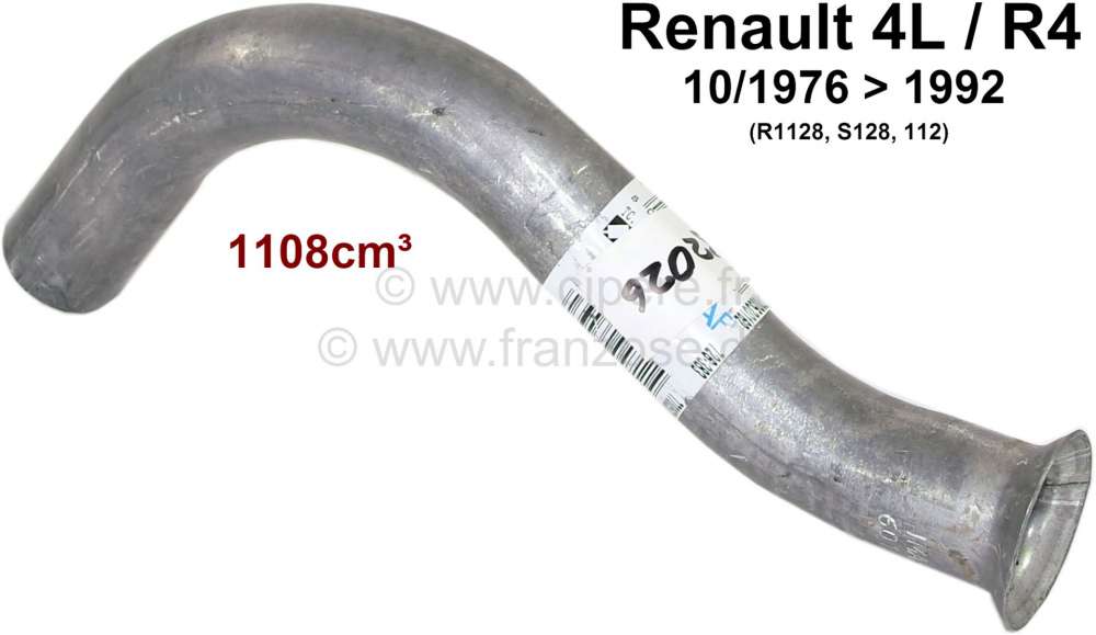Alle - R4 (1108ccm), exhaust elbow pipe (first pipe). Suitable for Renault 4 (R1128, S128, 112), 