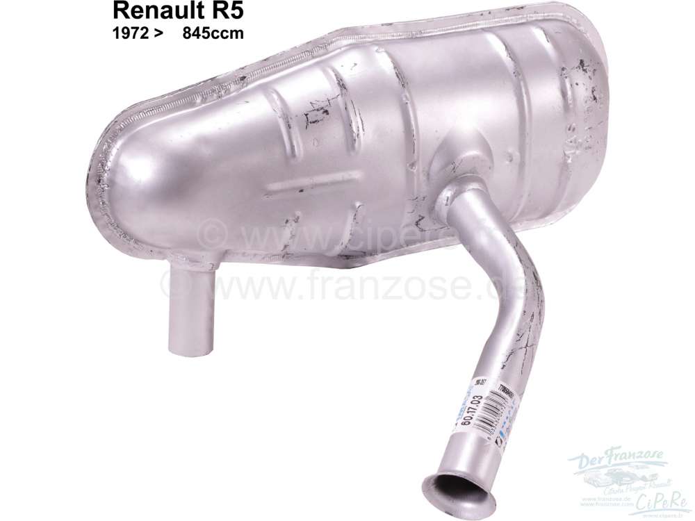 Renault - R5 (845cc), exhaust silencer in front. Suitable for Renault R5, starting from year of cons