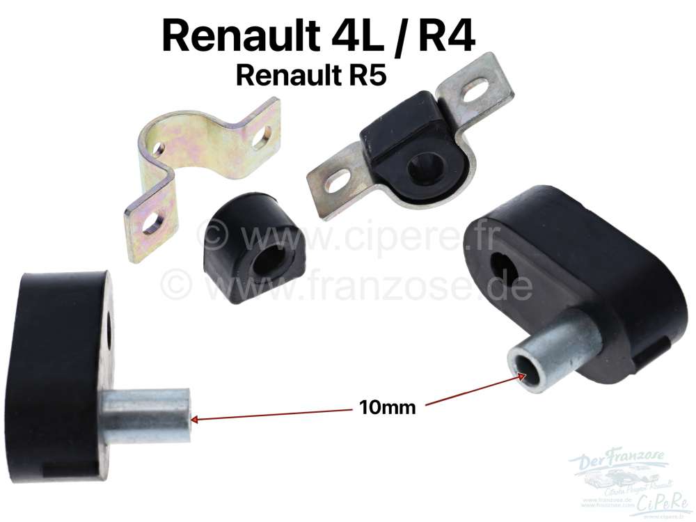 Alle - R4, anti roll bar repair set, for 10mm anti roll bar. Suitable for Renault R4 + R5. Conten