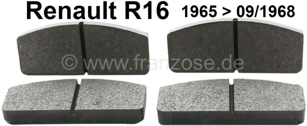 Alle - Brake pads in front, Renault R16, to year of construction 09/1968. System Bendix. Wide one