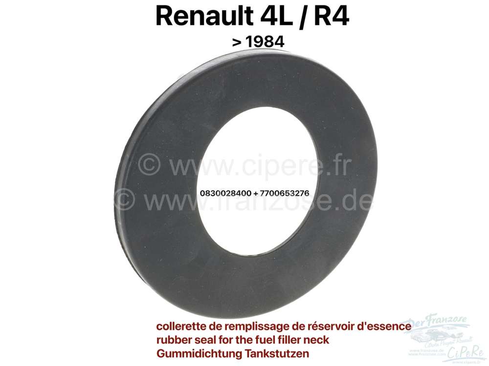Alle - R4, Rubber seal (rosette) for the fuel filler neck in the right rear wing. Suitable for Re