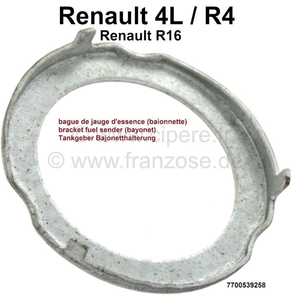 Renault - R4/R16, fuel sender bayonet bracket. Suitable for Renault R4 (last version) and R16. Or. N