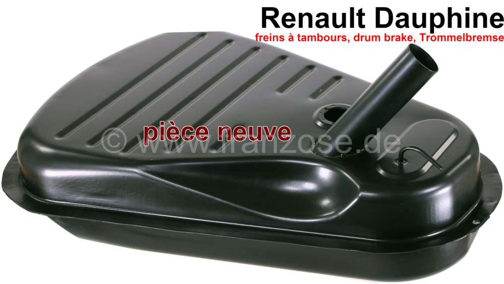 Renault - Fuel tank (new part). Suitable for Renault Dauphine with drum brake.