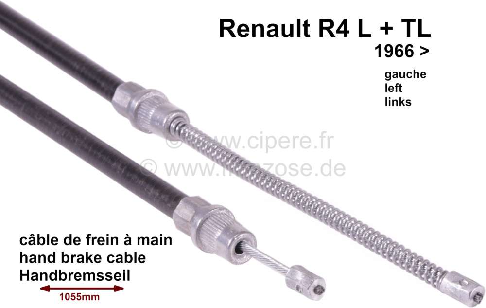 Renault - R4, hand brake cable, on the left. Suitable for Renault R4 L-TL, starting from year of con