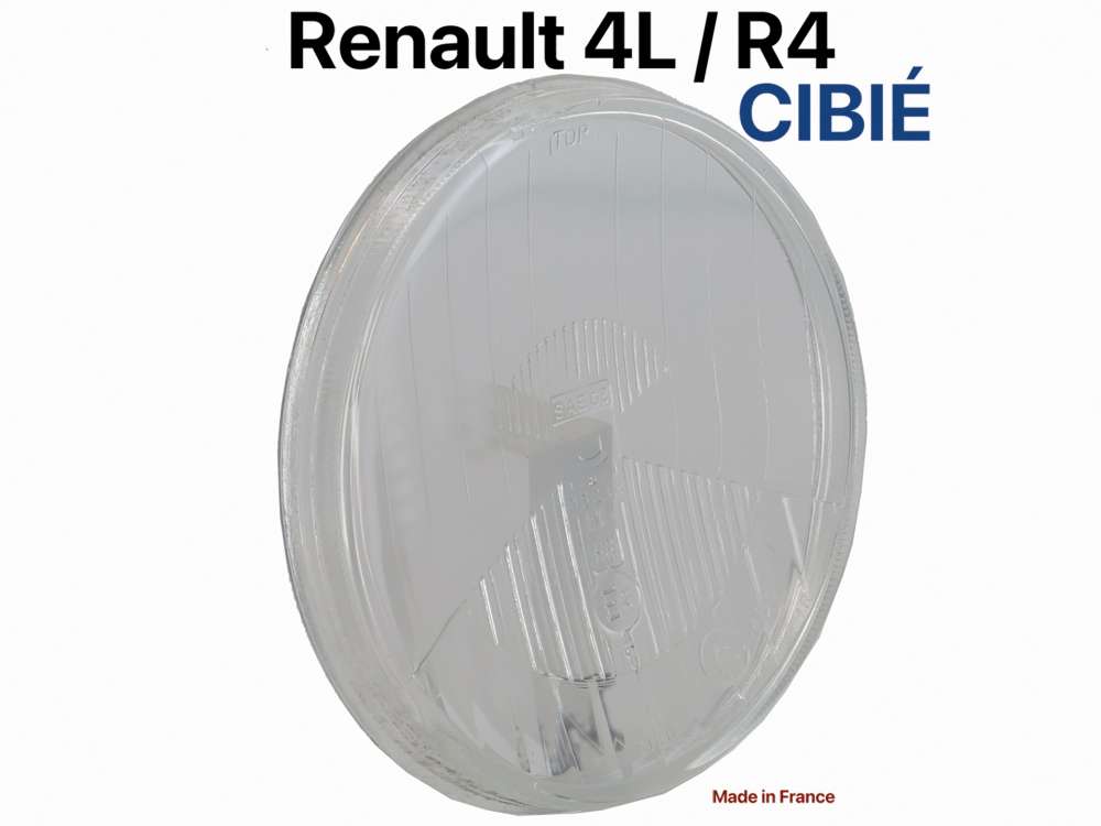 Renault - R4, headlamp lens (curved inwards, concave). Original (with test mark). Suitable for Renau