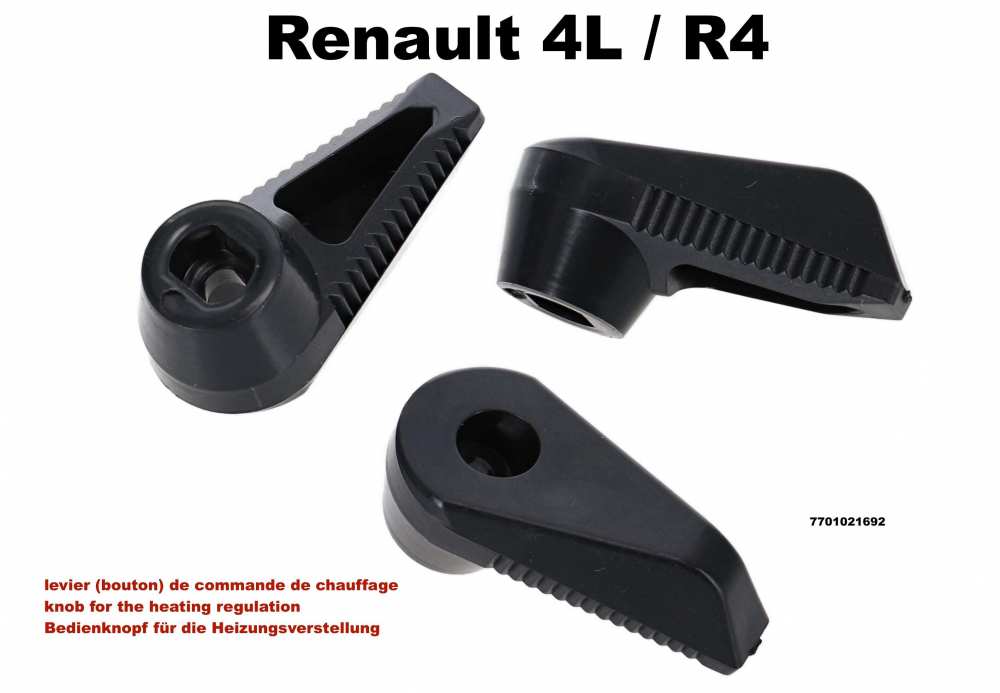 Renault - Adjustment lever (control knob) for the heating regulation. Suitable for Renault R4. Or. N