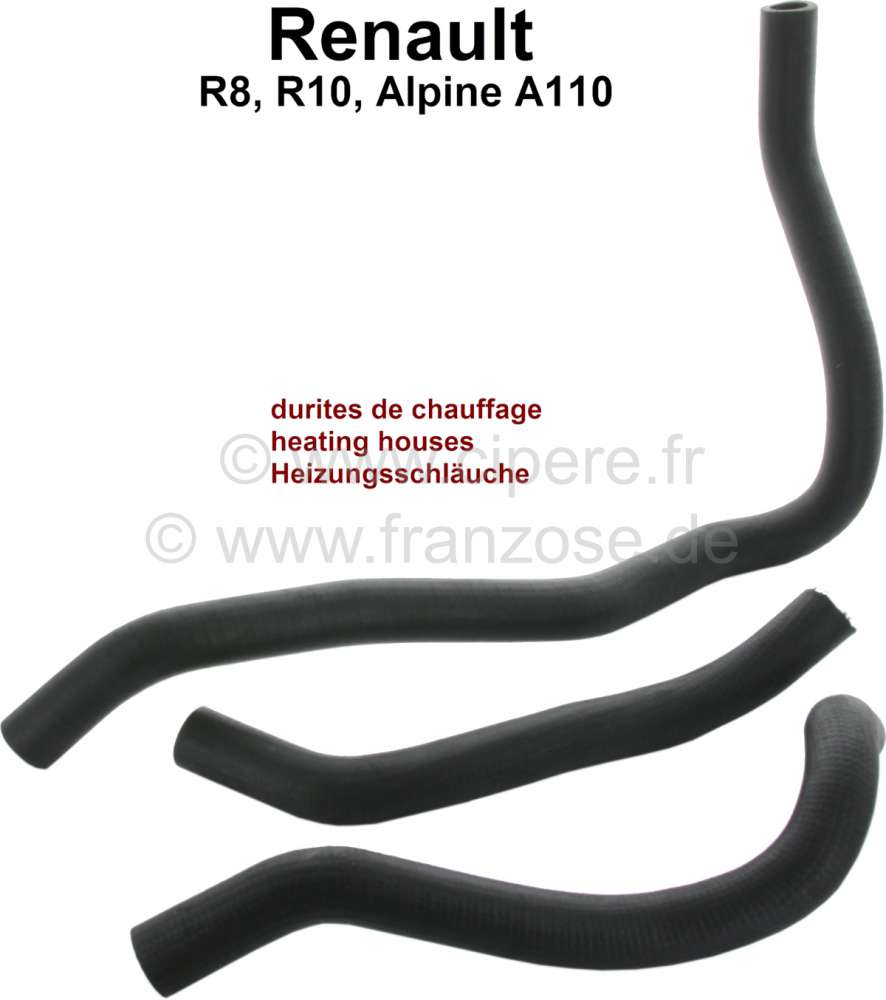Citroen-2CV - R8/R10/A110, heating hoses (set) on the front of the heating casing. Suitable for Renault 