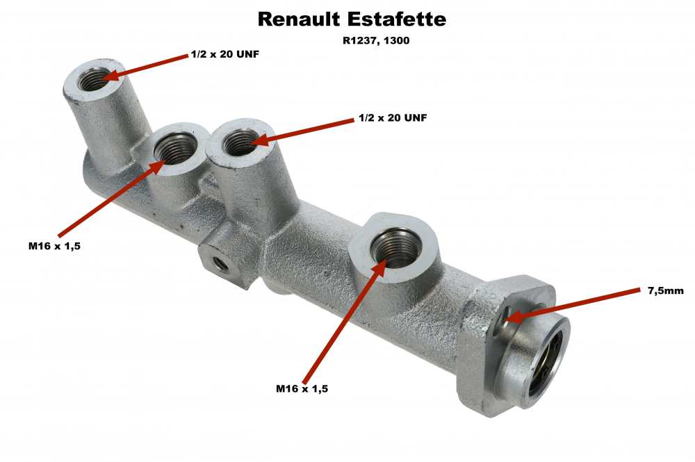 Renault - Estafette, master brake cylinder, 2 circuits, for Mastervac. Suitable for Renault Estafett