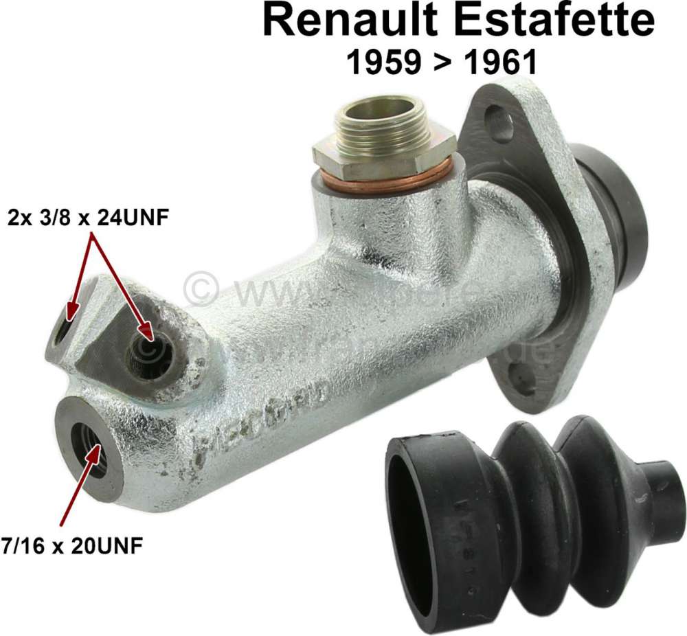 Renault - Estafette, master brake cylinder. Piston diameter: 25,4mm. Suitable for Renault Estafette 