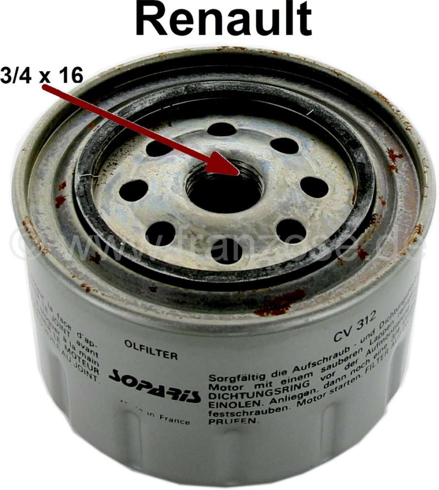 Renault - Oil filter LS144B. Suitable for Renault R8, R10, R12, R16, R15TL, R17TS, Fuego, R18, R20, 