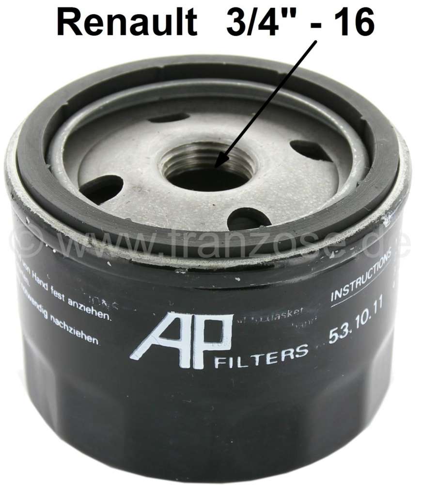 Renault - Oil filter (LS169B). Thread: 3/4 x 16. Suitable for Renault R4, R5, R6, R11, R12, R16, Alp