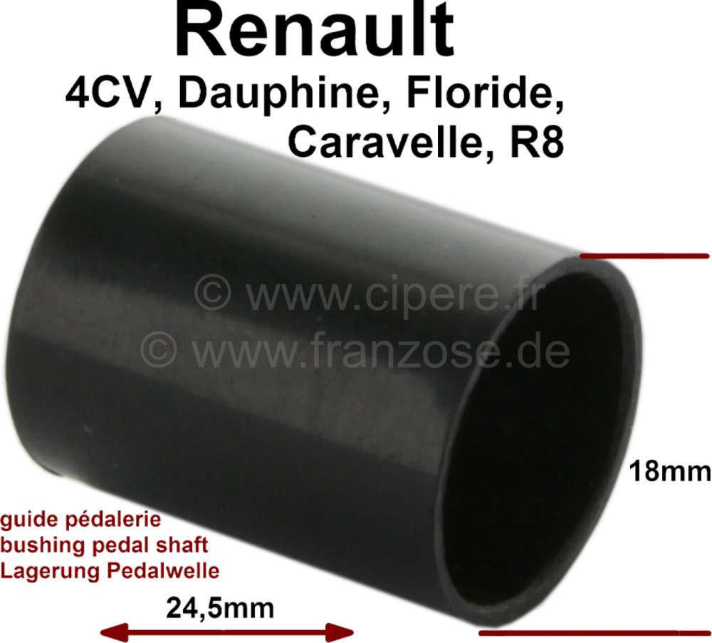 Renault - Plastic bushing for the pedal shaft. Suitable for Renault 4CV, R8, Dauphine, Floride, Cara