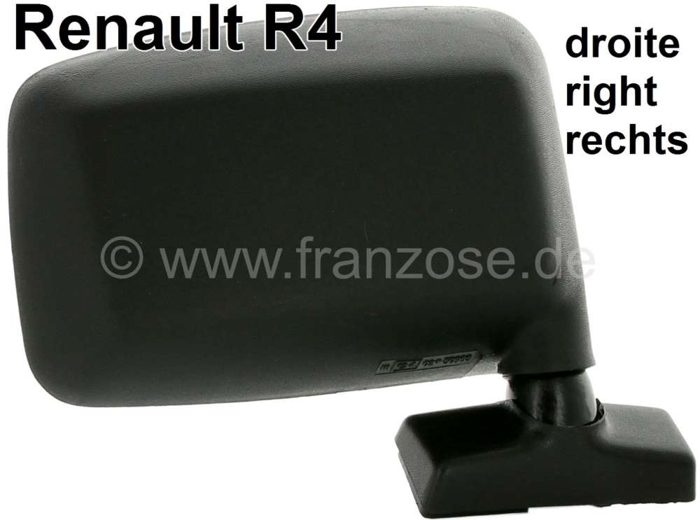 Renault - R4, Mirror on the right (plastic housings, black). Suitable for Renault R4, final version.