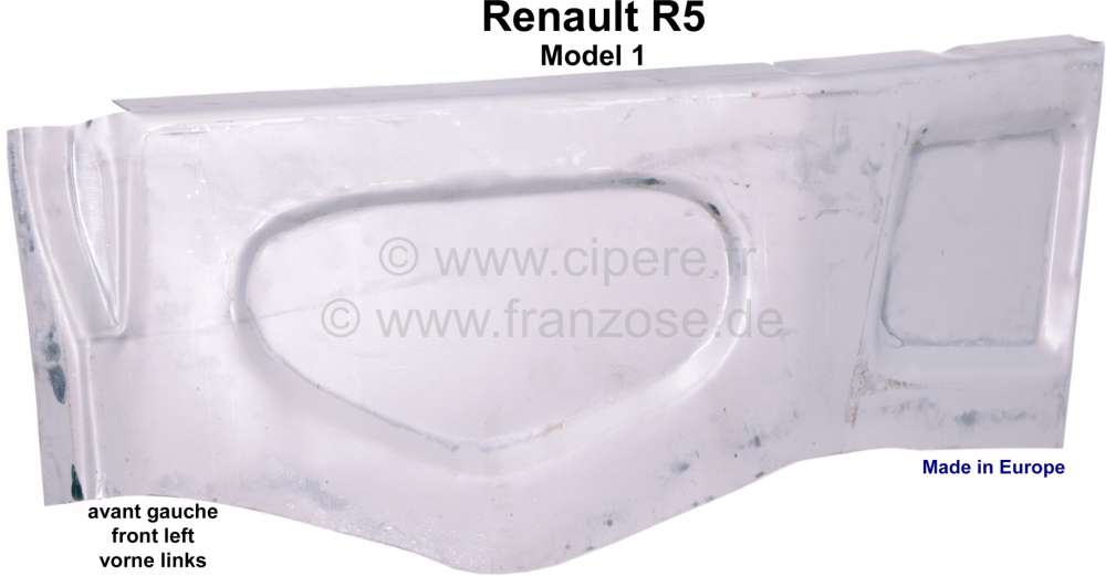 Renault - R5, Chassis sheet metal in front on the left, under the fender, Renault R5, 1 series. Made