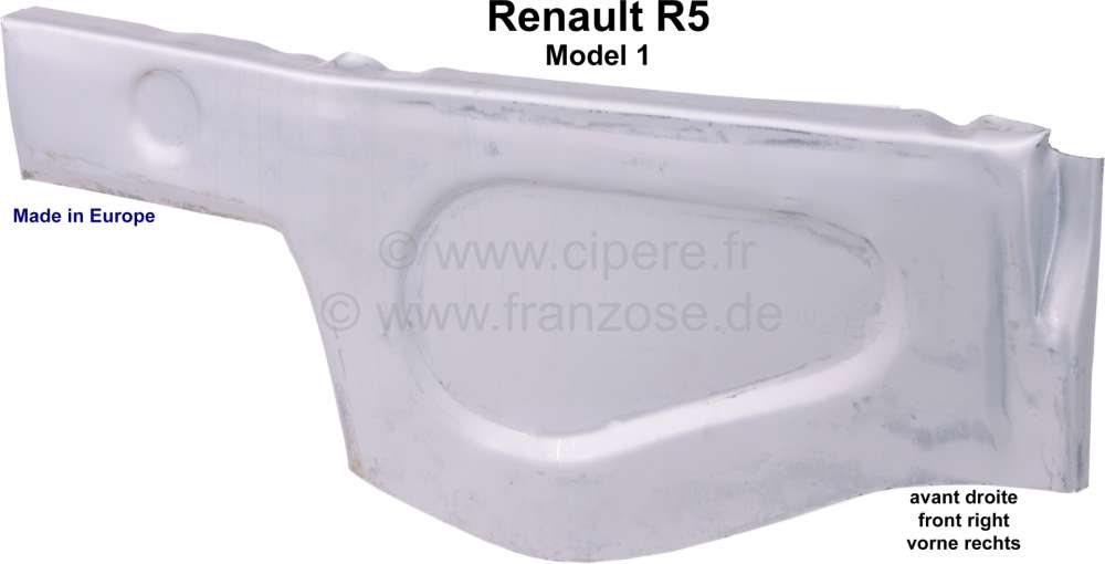 Renault - R5, Chassis sheet metal in front on the right, under the fender, Renault R5, 1 series. Mad