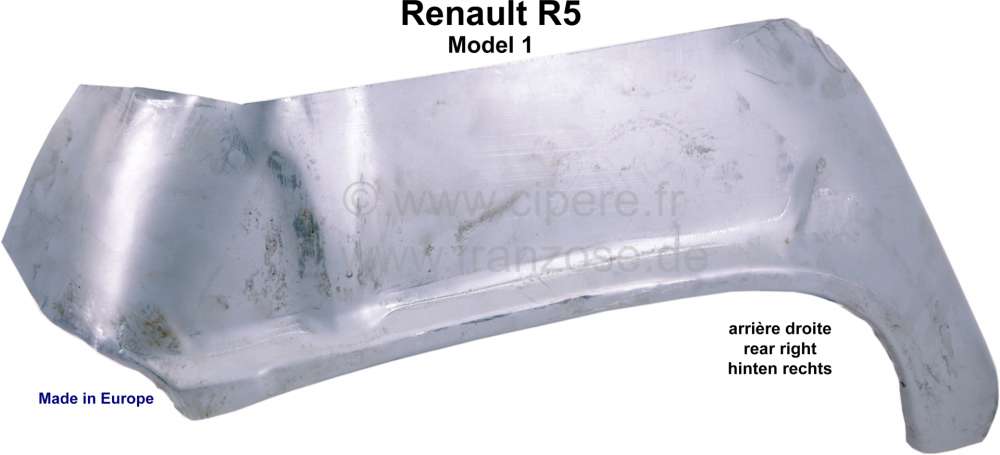 Renault - R5, Inside wheel arch sheet metal at the rear right. Suitable for Renault R5. Made in Euro