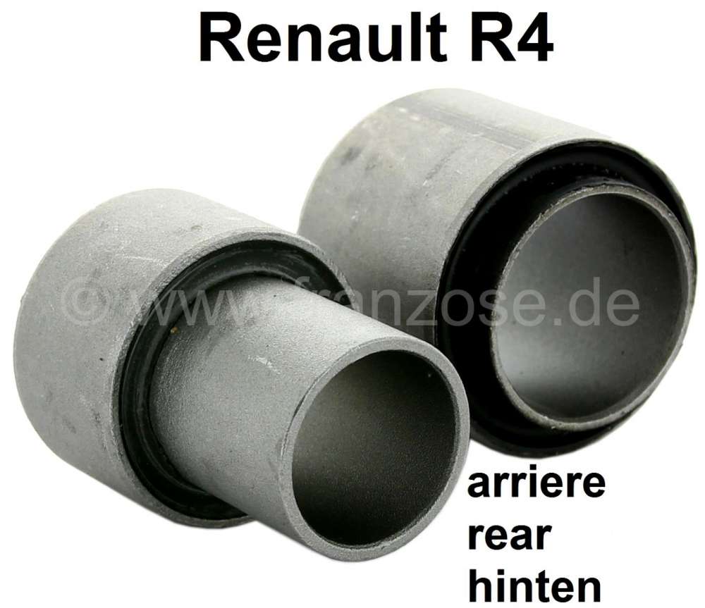 Renault - R4, bonded-rubber bushing (2 fittings) for the bearing of the rear axle rocker (per side).