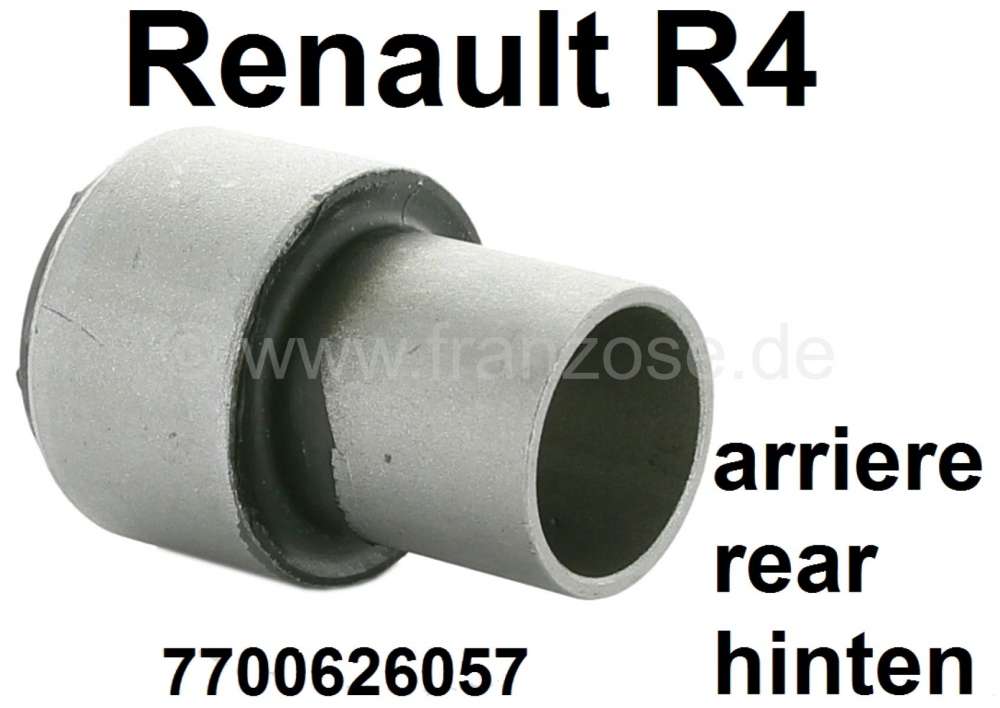 Renault - R4, bonded-rubber bushing (per piece) for the bearing of the rear axle rocker. Suitable fo