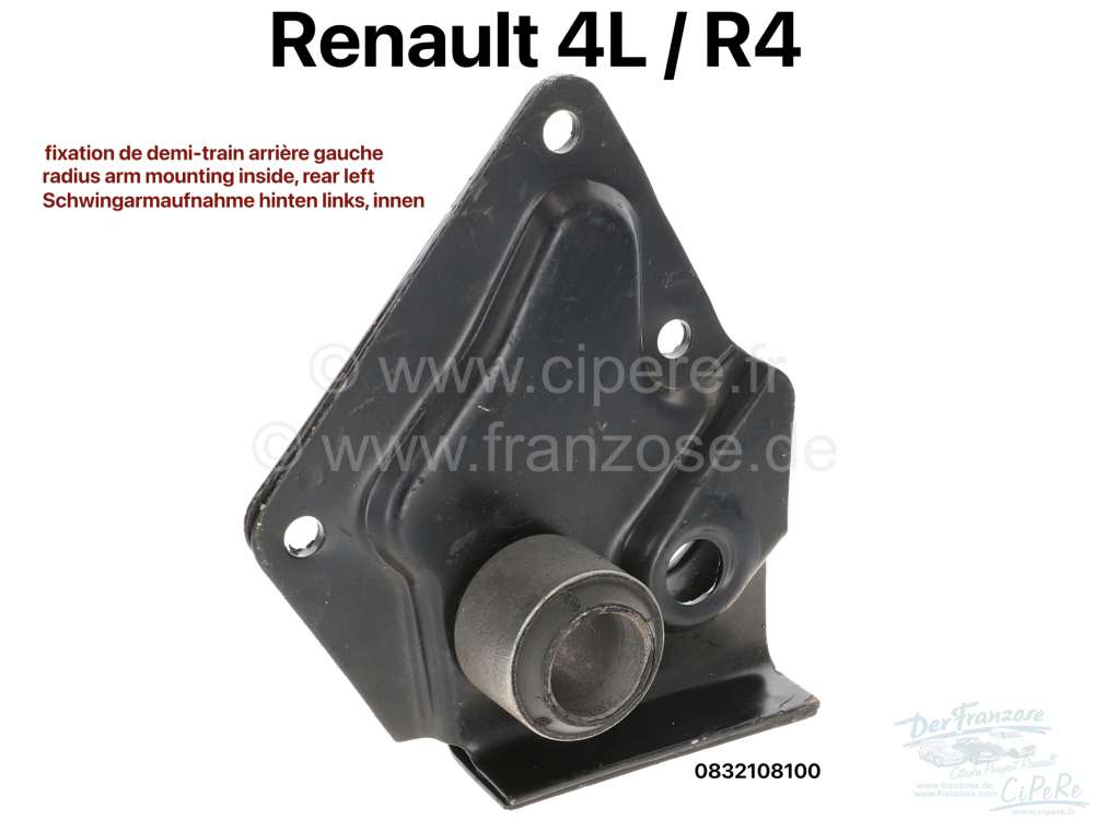 Renault - R4, radius arm mounting inside, at the rear left. Suitable for Renault R4. Or. No. 0832108