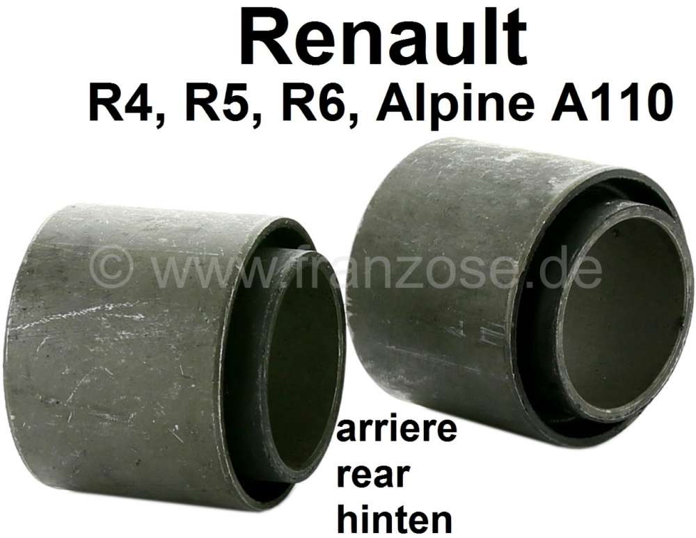 Renault - R4/R5, bonded-rubber bushing (2 fittings) for the bearing of the rear axle rocker. Suitabl