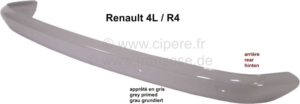Renault - R4, Bumper rear (reproduction). Color: Grey grounding. Suitable for Renault R4. Per piece.