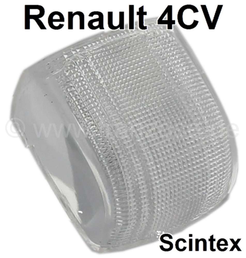 Renault - 4CV, glass clear (1 pieces) for indicator Scintex. Suitable for Renault 4CV.