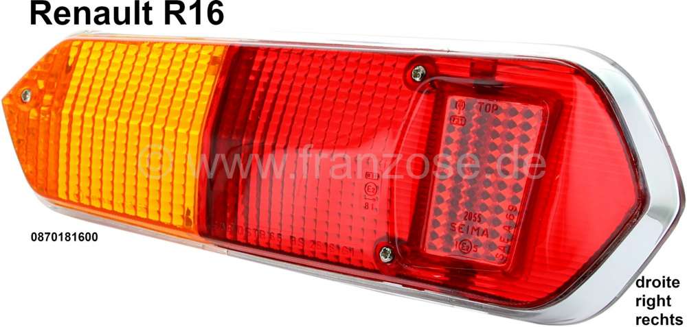 Renault - R16, taillight cap on the right. Suitable for Renault R16, 1 series. Or.Nr. 0870181600