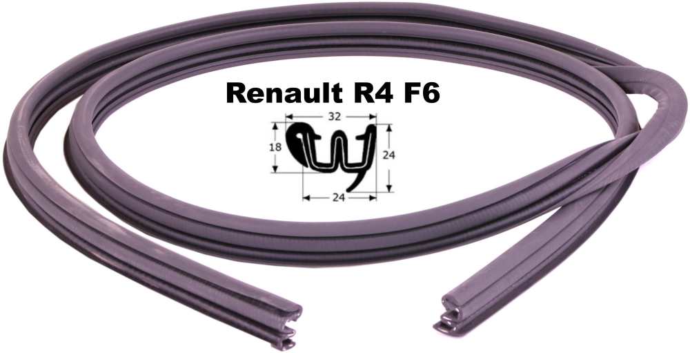 Renault - R4 F6, sliding window rubber seal (guide of the windows, window slides), for the side wind